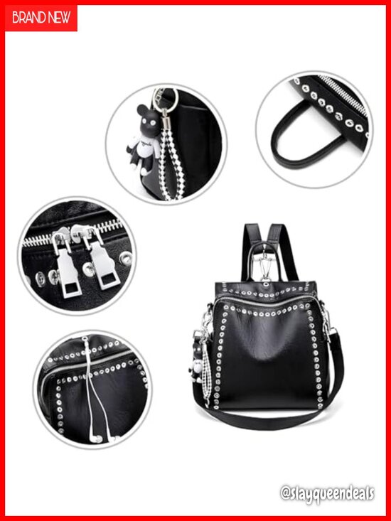 Convertible Faux Leather Backpack Purse Women Fashion Tote Shoulder Bag Work main image 5